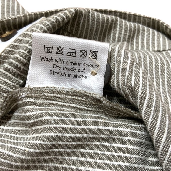 Goubi Cotton Linen Blend Tan White Stripe Lantern Crop Pants US Sz S - Picture 8 of 10